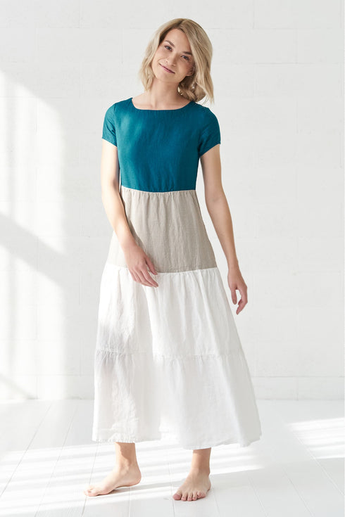 Image 1 of Linen summer dress with short sleeves made from natural linen Judit from Baltic Linen